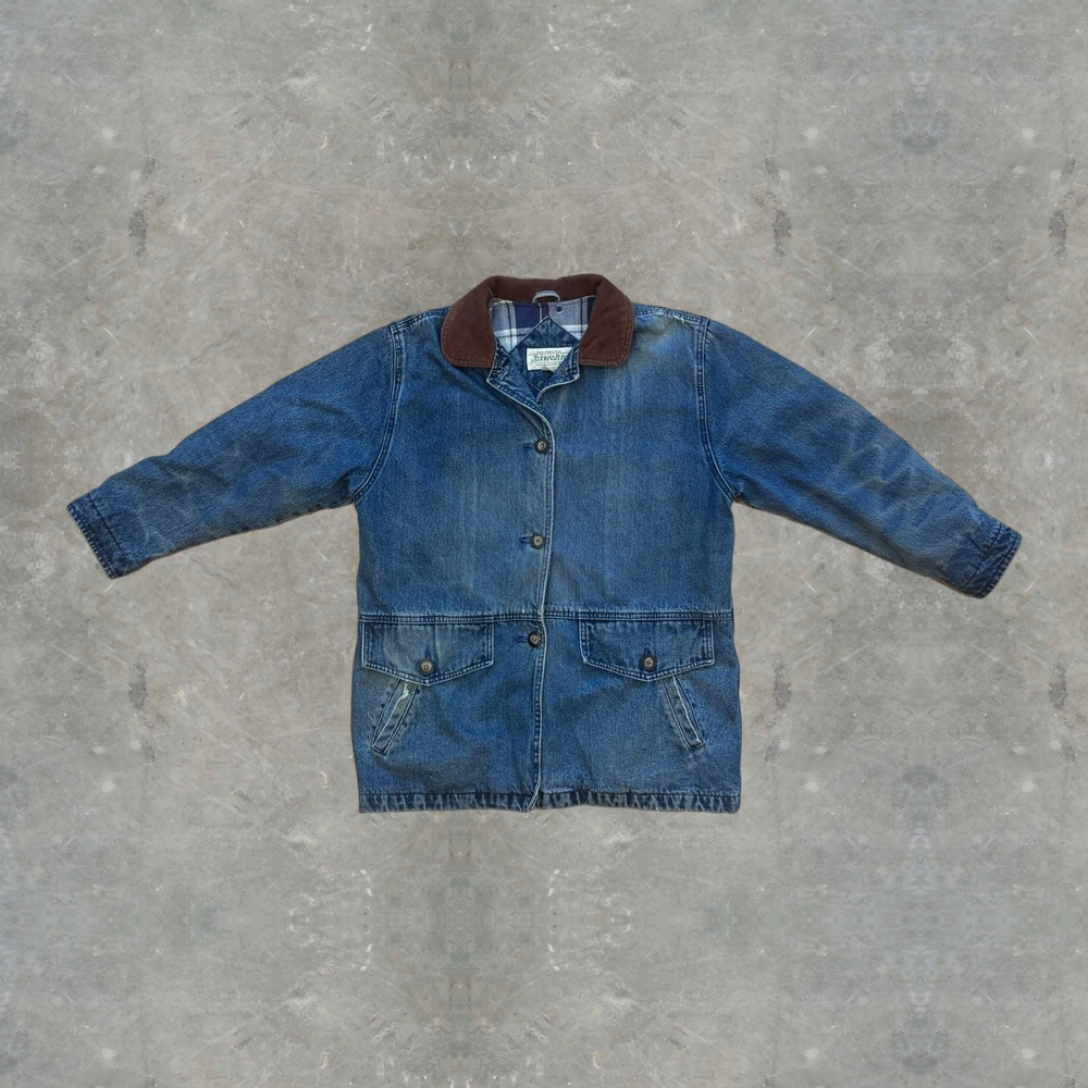 VTG St John's Bay Denim Chore Jacket PETITE Medium Corduroy Lightweight Coat